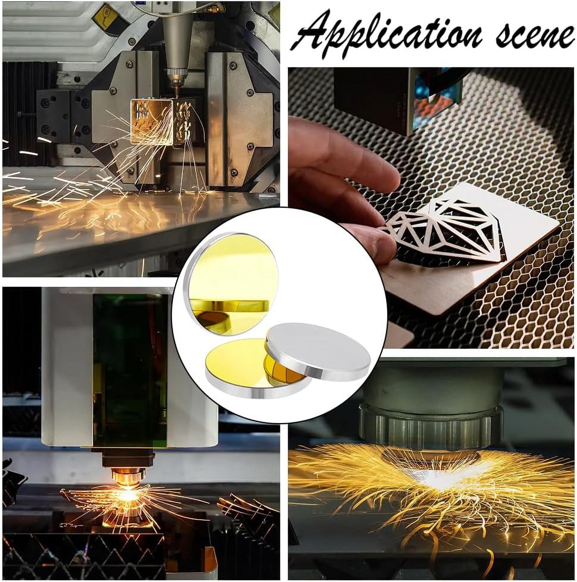 3pc Silicon Gold-Plated Reflective Lens CO2 Laser Mirror Lens for Laser Engraving Cutting Machine Flat Round Yellow 25x3mm