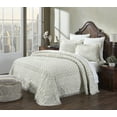 thumbnail image 3 of Better Trends 3 Piece Chenille Bedspread Set for King Bedspread 100% Cotton Medallion Design Lightweight Bedspread for all Season Heirloom Collection (Ivory), 3 of 7