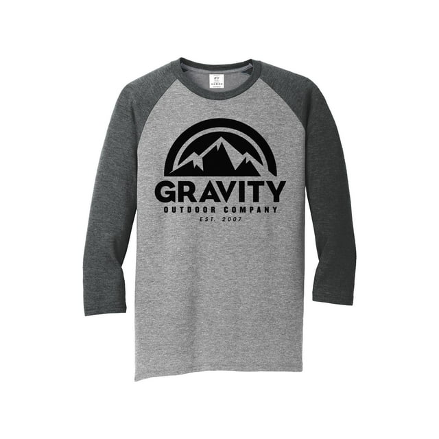 Chemise Raglan à Manches 3/4 pour Hommes Gravity Outdoor Co. - Logo Noir - Noir/gris - 2TG