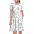 thumbnail image 1 of Balery Snowflake Minimalist Vestidos sueltos de manga corta para mujer, vestidos de verano 2025, vestidos casuales de corte A con vuelo., 1 of 6