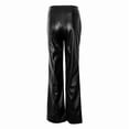 thumbnail image 4 of Womens Lace Up Front Flare Pants High Waisted Straight Leg Bell Bottom Slim PU Leather Skinny Pant Black S, 4 of 10
