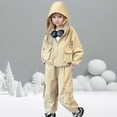 thumbnail image 3 of LOCHEX Girls 2 Piece Outfits Solid Color Long Sleeve Cargo Hoodie with Zipper Sport Coat and Jogger Pants Set Kids Clothing Sets,Khaki, 11-12, 3 of 6