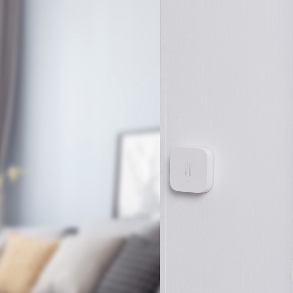 NFTIGB Intelligent Motion Sensor for Smart Home Security, Detects Vibrations Tilts and Falls, Remote App Push Notifications, Adjustable Sensitivity, Zigbee Connection, White, 3.54 in / 90 mm