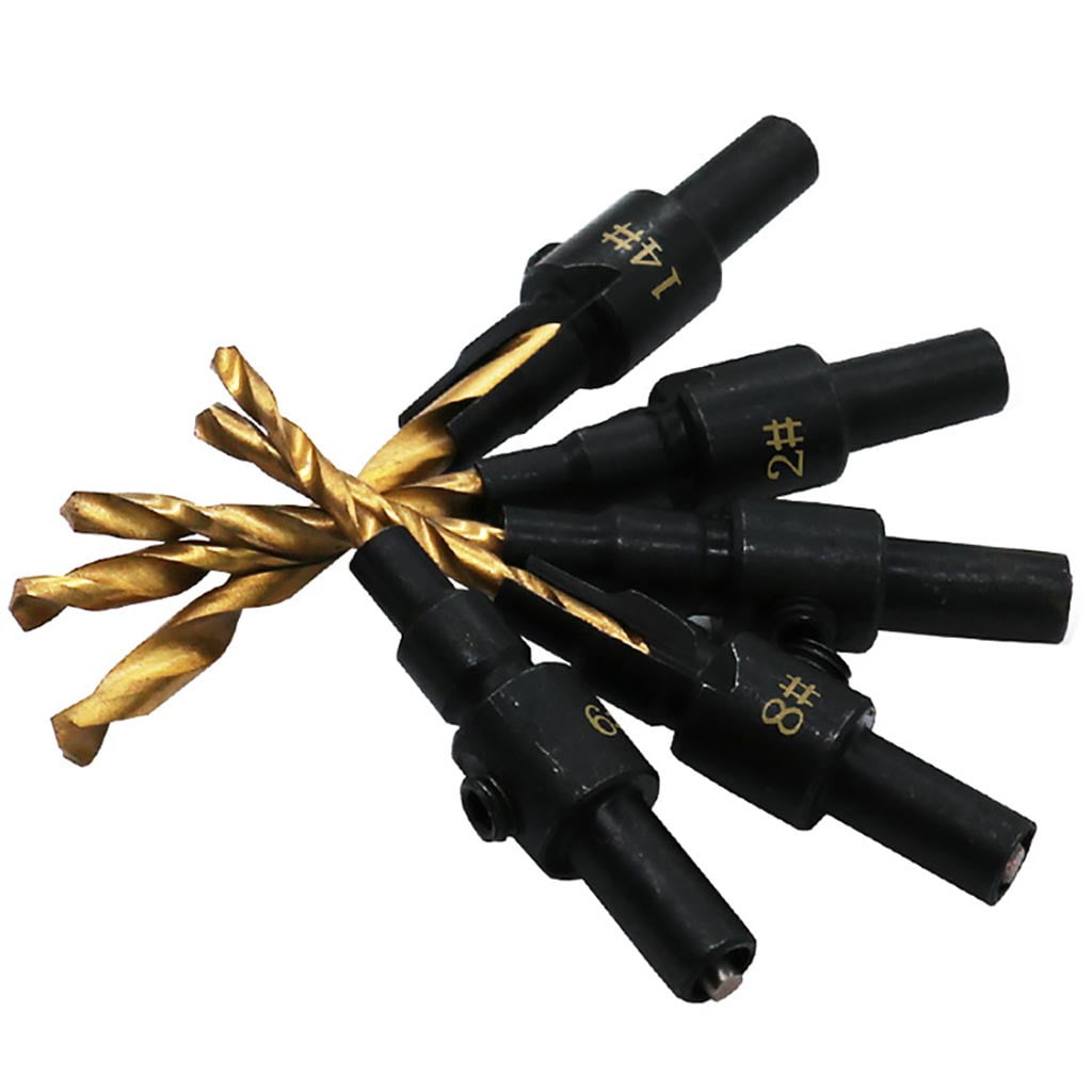 Lemoning Easter 6pcs Countersink Drill Woodworking Drill Bit Set Drilling Pilot Holes Supplies for Kitchen Easter St Patricks Day 