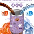 thumbnail image 3 of 30 Oz Tumbler Purple Pumpkin Ghost Tumbler with Lid and Straw, Birthday Gift Cup for Friend Women Men Coffee Travel Mug Thanksgiving Day Halloween Christmas Gift Water Bottle, 3 of 7