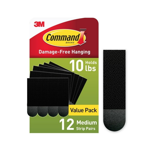 Command Medium Picture Hanging Strips-Black 12 Sets/Pkg