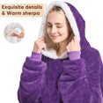 thumbnail image 6 of PMONPA Wearable Blanket Hoodie, Flannel Sherpa Fleece, Warm and Cozy Giant Sweatshirt for Adult, Woman and Man, One Size Fits All (Purple), 6 of 7