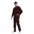 thumbnail image 3 of Apparonia Mens Pajamas Set Cotton Notched Collar Pajamas for Men Long Sleeve Mens Sleepwear with Pockets & Front Fly Burgundy Plaid S, 3 of 6