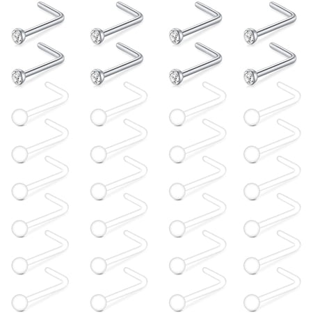 Produktbild von Anicina Clear Nose Rings Studs For Work Clear Piercing Retainer