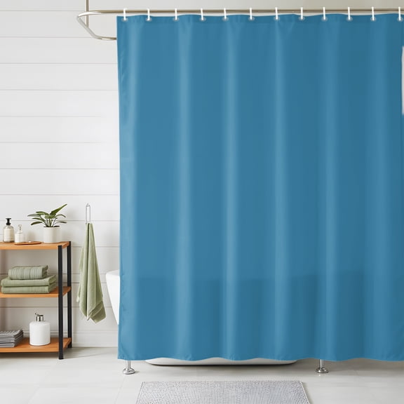 Wave Ride Shower Curtains for Bathroom, Farmhouse Solid Blue Color Modern Art Waterproof Fabric Shower Curtain, Decorative Bathroom Curtain for Bathtub, 72"x84" , No Hooks Included