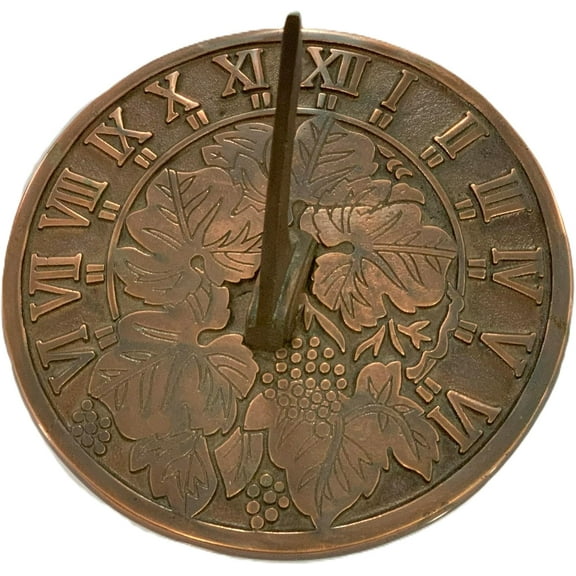 Artizan Village Decorative Flower Garden Sundial 8" Solid Brass with Verdigris Highlights, Birthday Gift Sundial - Home & Outdoor Decor