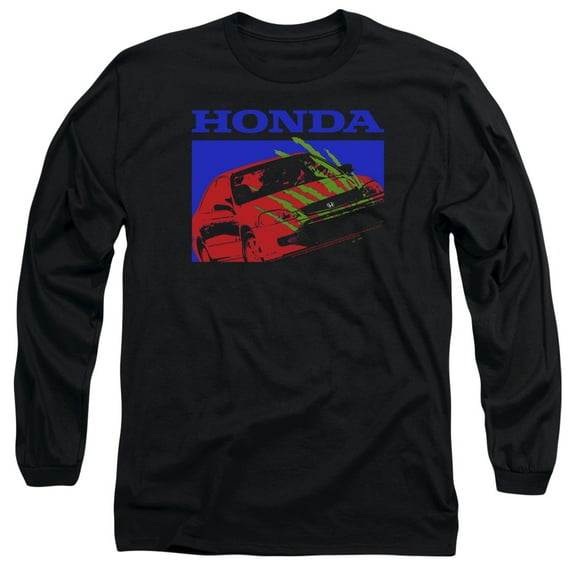 Honda Civic Bold Long Sleeve Adult 18/1 T-Shirt Black