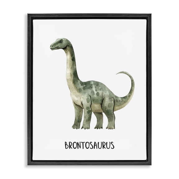 Stupell Industries Eclectic Meet The Brontosaurus Black Floating Frame Canvas Art, 17 x 21, by Christine Simpson Art