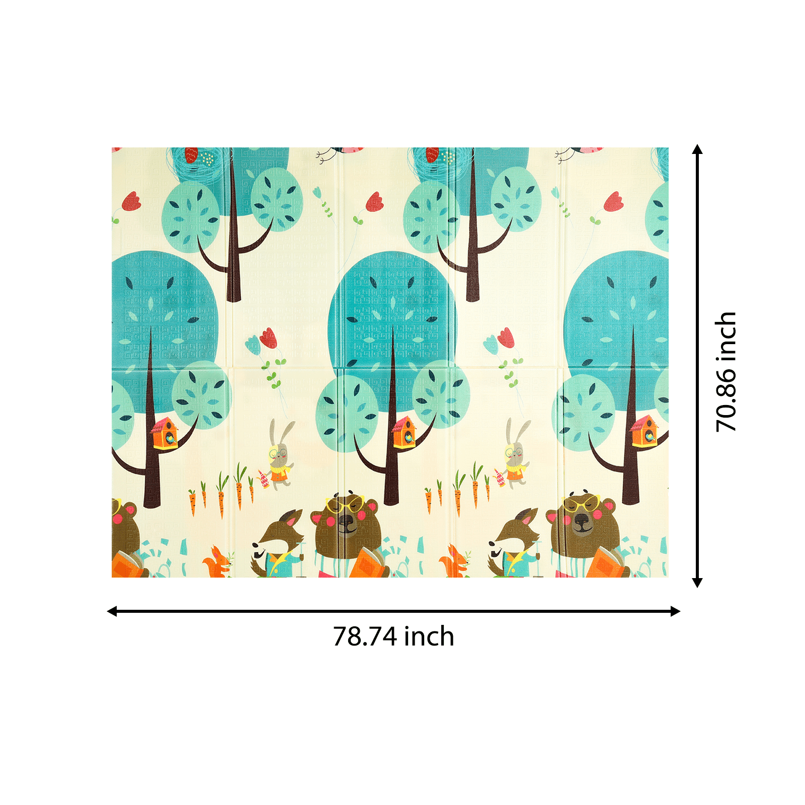 Piu Dino Soft Baby Mat 1.8 x 2 m | Double Side Animal Adventures