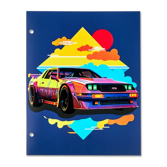 Pen+Gear Letter Size 2-Pocket Paper Folder, 9.4" x 11.4", Multicolor Street Car