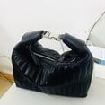 thumbnail image 2 of Bolsos estilo hobo casuales coreanos para mujer, bolsos y carteras de diseñador de lujo, novedad de 2023, en PU, decoración fruncida, bandolera pequeña, 2 of 5