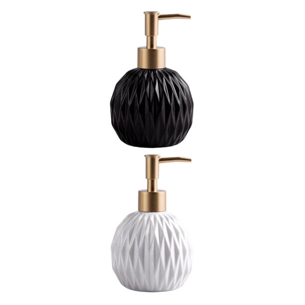 Dispensador de jabón de cerámica de 2 piezas, recargable, para cocina y hogar. Blanco negro