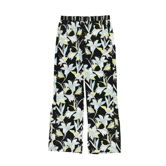 Bar III Womens Contrast Waist Floral Wide Leg Pants Black XXL.