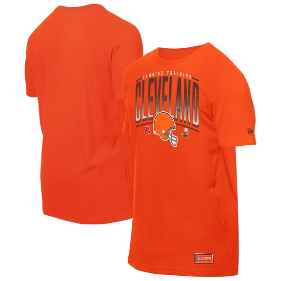 Men's New Era Orange Cleveland Browns Combine Authentic Training Throwback T-Shirt