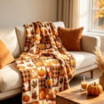 thumbnail image 5 of SLYNSHome Fall Throw Blanket Patchwork Pumpkin Maple Leaf Print Soft Flannel Fleece Cozy Lightweight Decorative Blanket For Couch Sofa Bed Thanksgiving Holiday Home Decor, 5 of 7