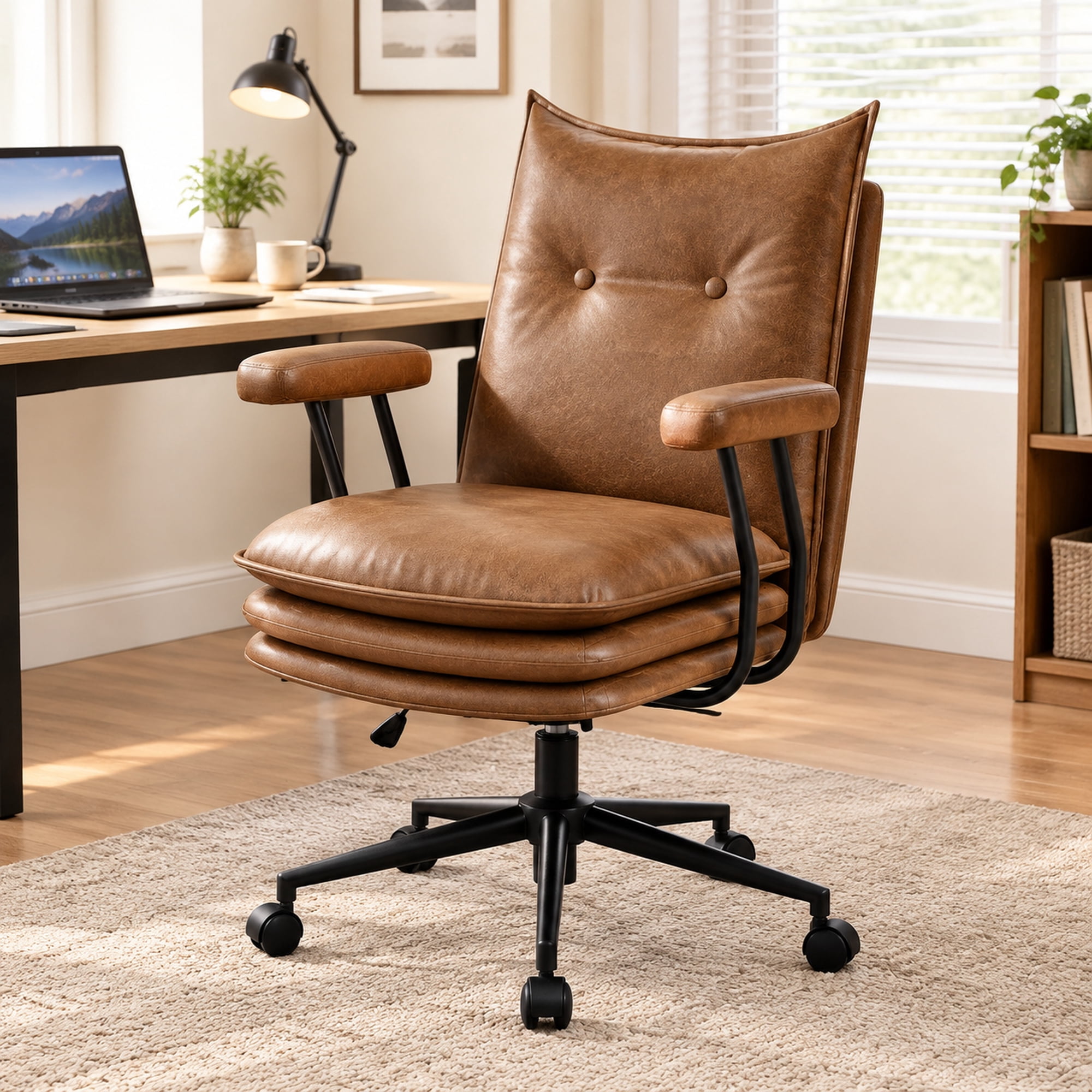 brown leather office chair - product