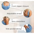 thumbnail image 4 of Womens Summer Casual Tank Denim Dress Sleeveless Zipper Front Mini Sexy Jean Dresses with Pockets, 4 of 5
