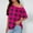 Hot Pink, variant on Women's Off Shoulder Top, Loose Casual Short Sleeve, Slanted Neck Design for Home and Daily Wear