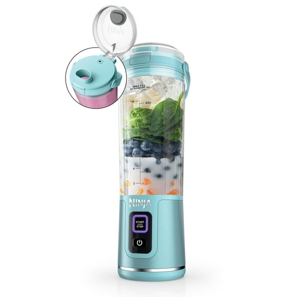 Ninja Blast Portable Blender Cordless 18oz. Vessel Personal Blender For-Shakes and Smoothies BPA Free Leakproof-Lid and Sip Spout USB-C Rechargeable Dishwasher Safe Parts Tinted Aqua BC151AQ