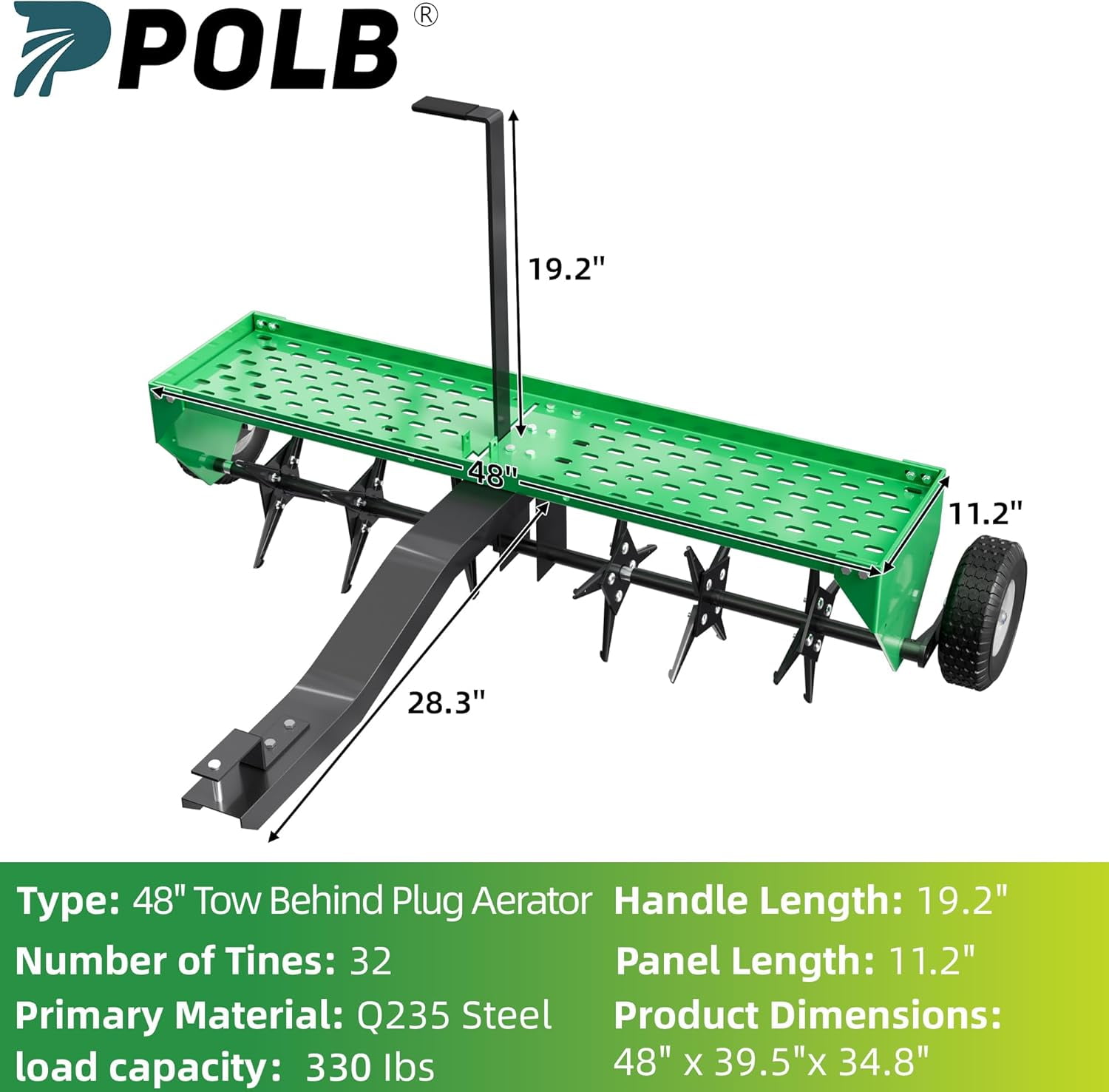 48" Lawn Aerator Tow Behind for Plug Aerating W/Universal Hitch for Lawn &Garden
