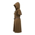 thumbnail image 4 of UTSJKR Medieval Hooded Robe with Attached Capelet, Short‑Sleeve Cosplay Costume Dress with Belt, Vintage Outfit for Monk Wizard Themed Events Brown XL, 4 of 5