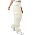 thumbnail image 3 of Weikingp Cargo Pants for Women Parachute Pants Pantalones Cargo Hiking Pants Petite Cargo Pants Athletic Pants Womens Outdoor Work Pants Baggy Pants Jogger Pants Workout Trouser Beige L, 3 of 9