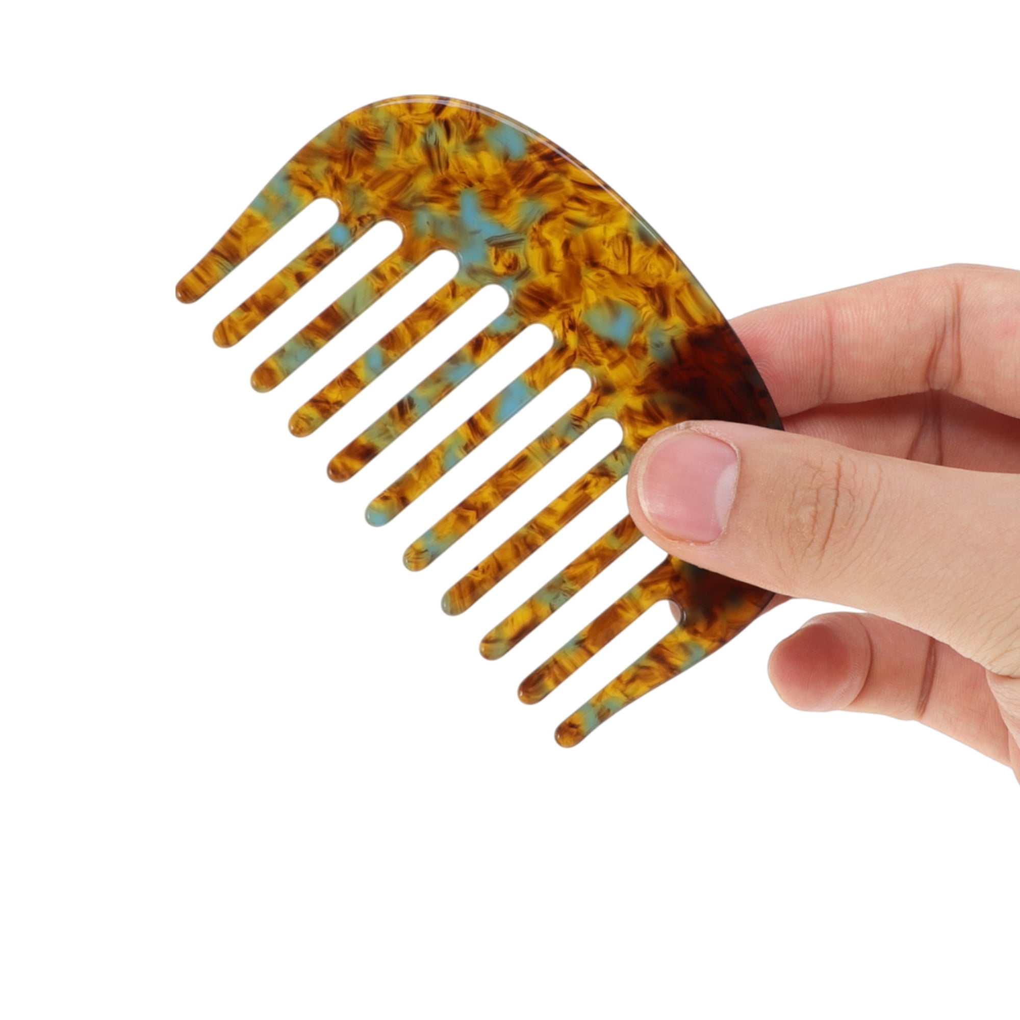 Unique Bargains 1 Pc Mini Wide Tooth Comb for Women Pocket Size Brown 3.94"x2.36"