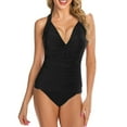 thumbnail image 2 of TOWED22 Womens Color Block Print One Piece Swimsuits Training Swimwear Bathing Suits(Black,3XL), 2 of 3