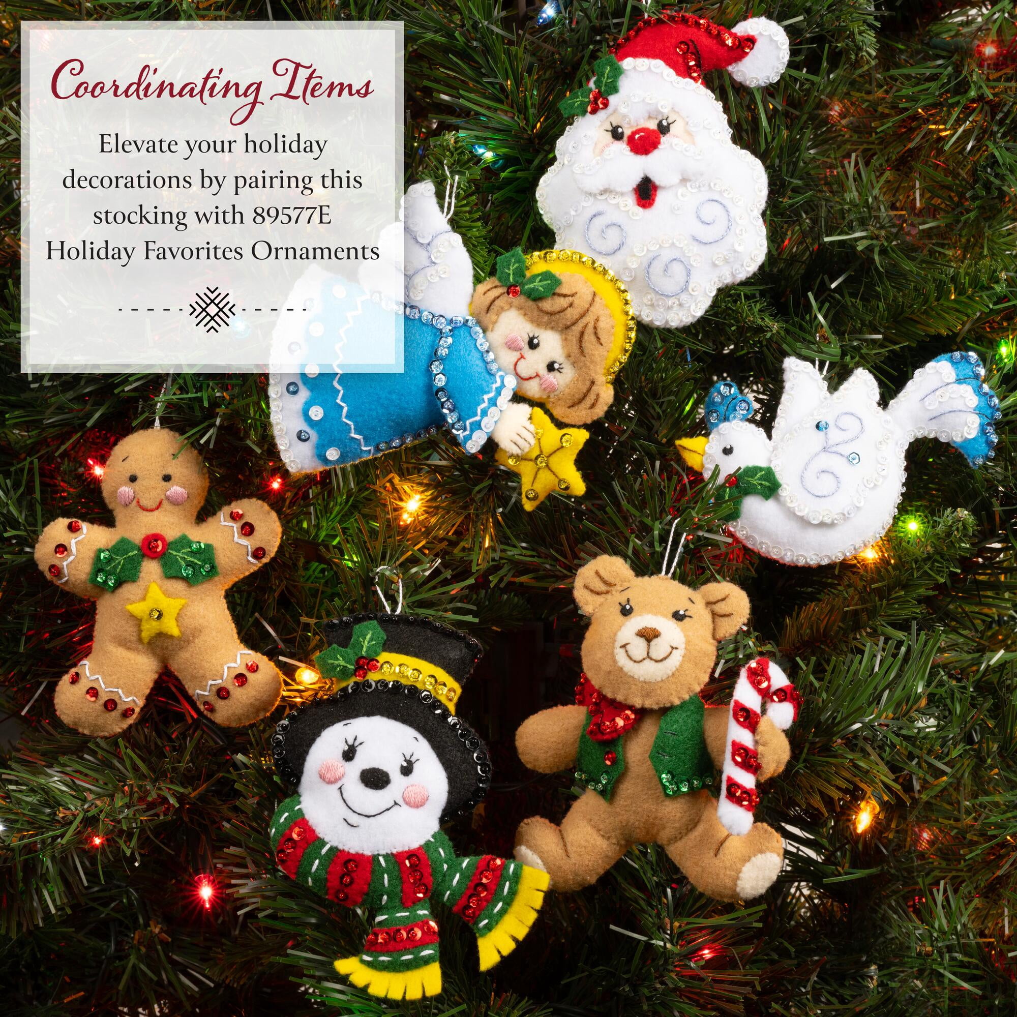 Bucilla Retro Holiday Santa 18 in Multicolor Felt Stocking Kit
