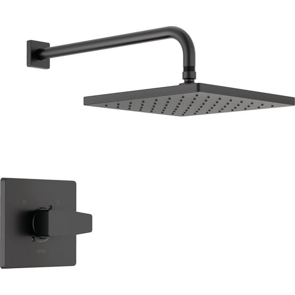 Delta Faucet Modern Raincan Square Single-Function Shower Valve Trim Kit Black, Shower Faucet Set, Rainfall Shower Head Black, Delta Shower Trim Kit, Matte Black T14268-BL-PP (Valve Not Included)