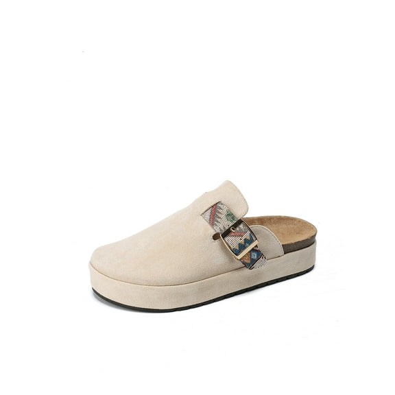 2024 summer new leisure holiday style Baotou platform sandals Light elegant fashion lazy slip-on women's slippers