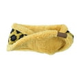 thumbnail image 2 of C.C Soft Stretch Winter Warm Cable Knit Fuzzy Lined Ear Warmer Headband, Leopard Mustard, 2 of 2
