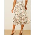 thumbnail image 4 of DARING DIVA Women's Tiered Ruffle Hem Midi Skirt XS White Yellow-Floral, 4 of 6