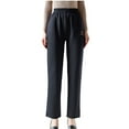 thumbnail image 3 of XPMWRP Women's High Waist Sherpa Lined Sweatpants Casual Winter Warm Straight Leg Pants Elastic Travel Athletic Work Pants Navy XXL, 3 of 5