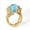 Golden, variant on Womens Fashion Ring Blue Square Stone Electroplated European American Design Dazzling Statement Jewelry Gift For Women
