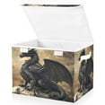 thumbnail image 2 of Storage Box With Lid 16.5x12.6x11.8In Foldable Stacked Household Storage Box Black Dragon, 2 of 7