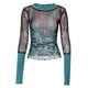 thumbnail image 3 of Blusa de mujer con estampado transparente de malla Camisetas simples de verano Moda para festival de playa FLhrweasw Para estrenar, 3 of 8