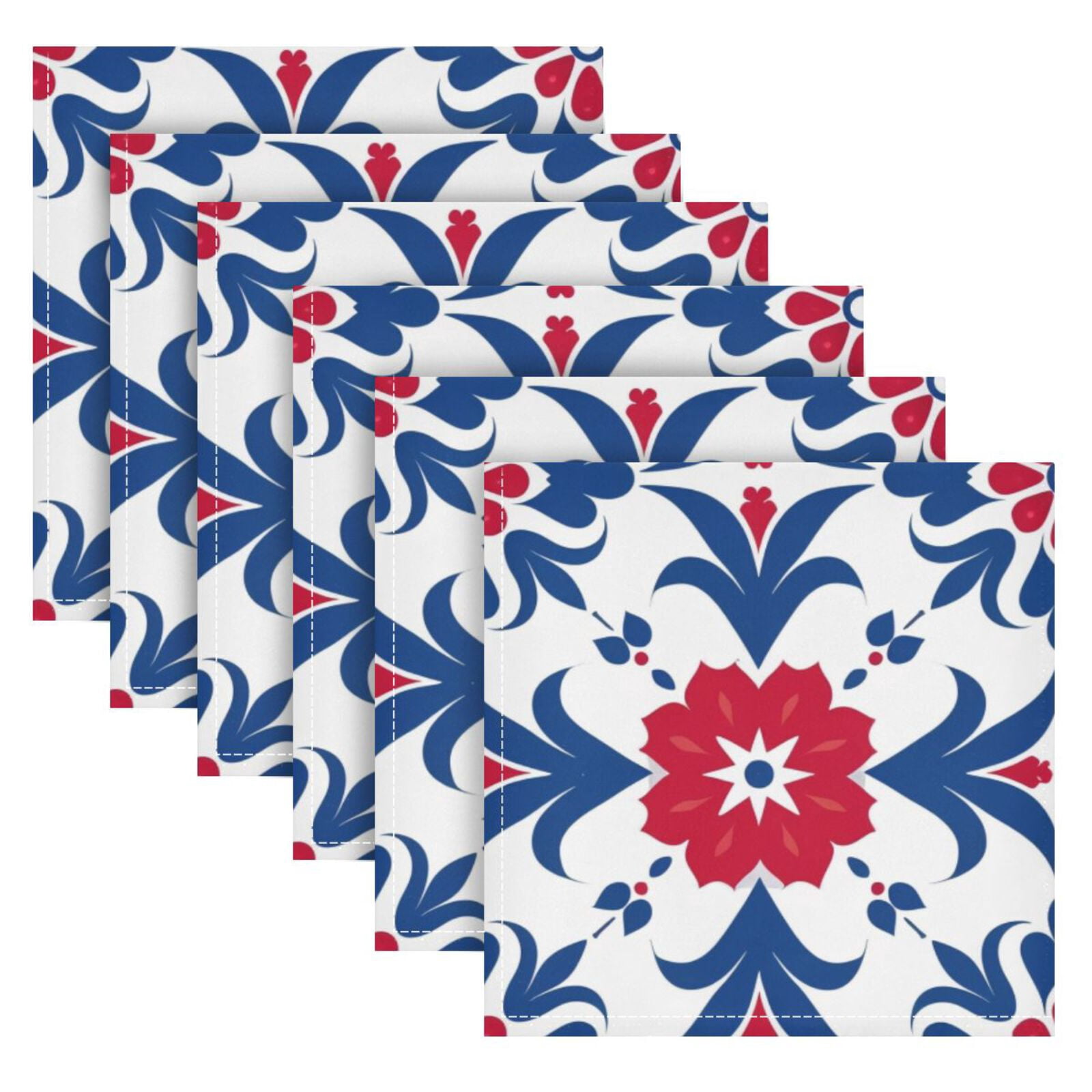 JSTEL Abstract Flowers Floral Cloth Napkins Set of 6, 20x20 Inch Washable and Reusable Napkin for Decoupage Dinner Party Everyday Use