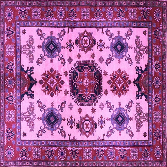 Ahgly Company Indoor Square Persian Purple Traditional Area Rugs, 7' Square
