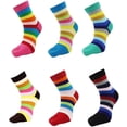 thumbnail image 1 of Women's Cotton Toe Sock Stylish Colorful Striped Five Finger Socks 6Pack, 1 of 7