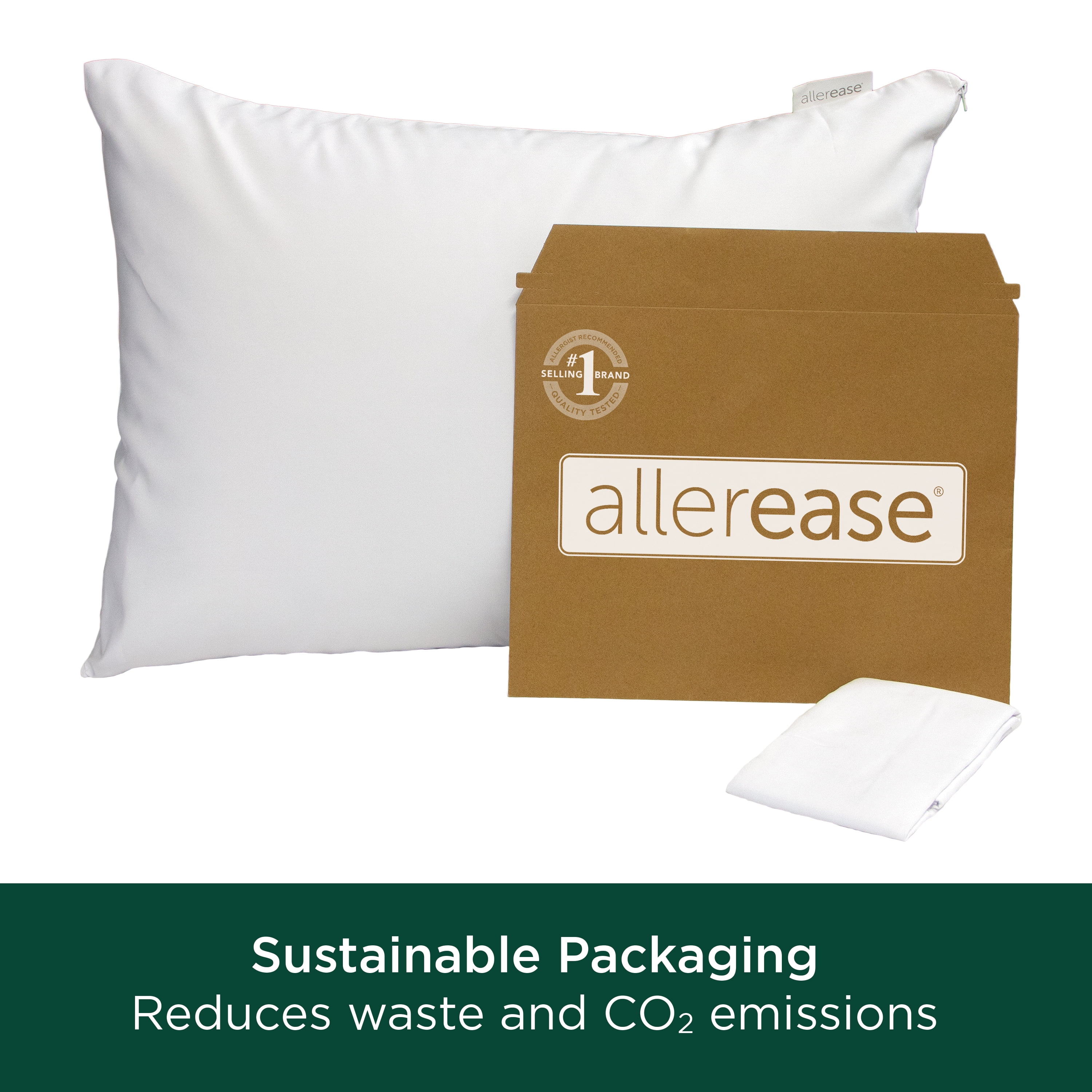 AllerEase Cotton Fresh Allergy Pillow Cover Protector, Jumbo, White- Zippered 4-Pack
