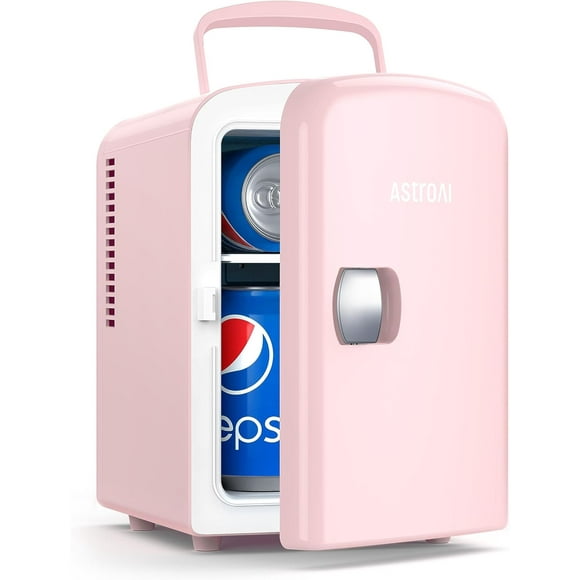 AstroAI Mini Fridge, 4 Liter/6 Can AC/DC Portable Electric Cooler Refrigerators for Skincare, Beverage, Food, Home, Office and Car, ETL Listed, Pink for Gifts