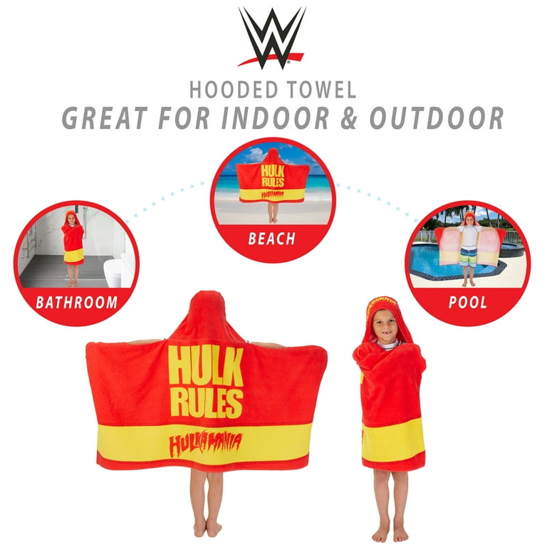 WWE Kids Hulkamania Hooded Towel Cotton Red Walmart