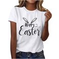 thumbnail image 1 of Mujeres de Manga Corta Tops Casual Nuevo Cuello Redondo Pascua, Ligera Camiseta de Poliéster Spandex, 1 of 4