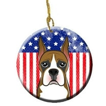 Carolines Treasures BB2153CO1 American Flag & Boxer Ceramic Ornament